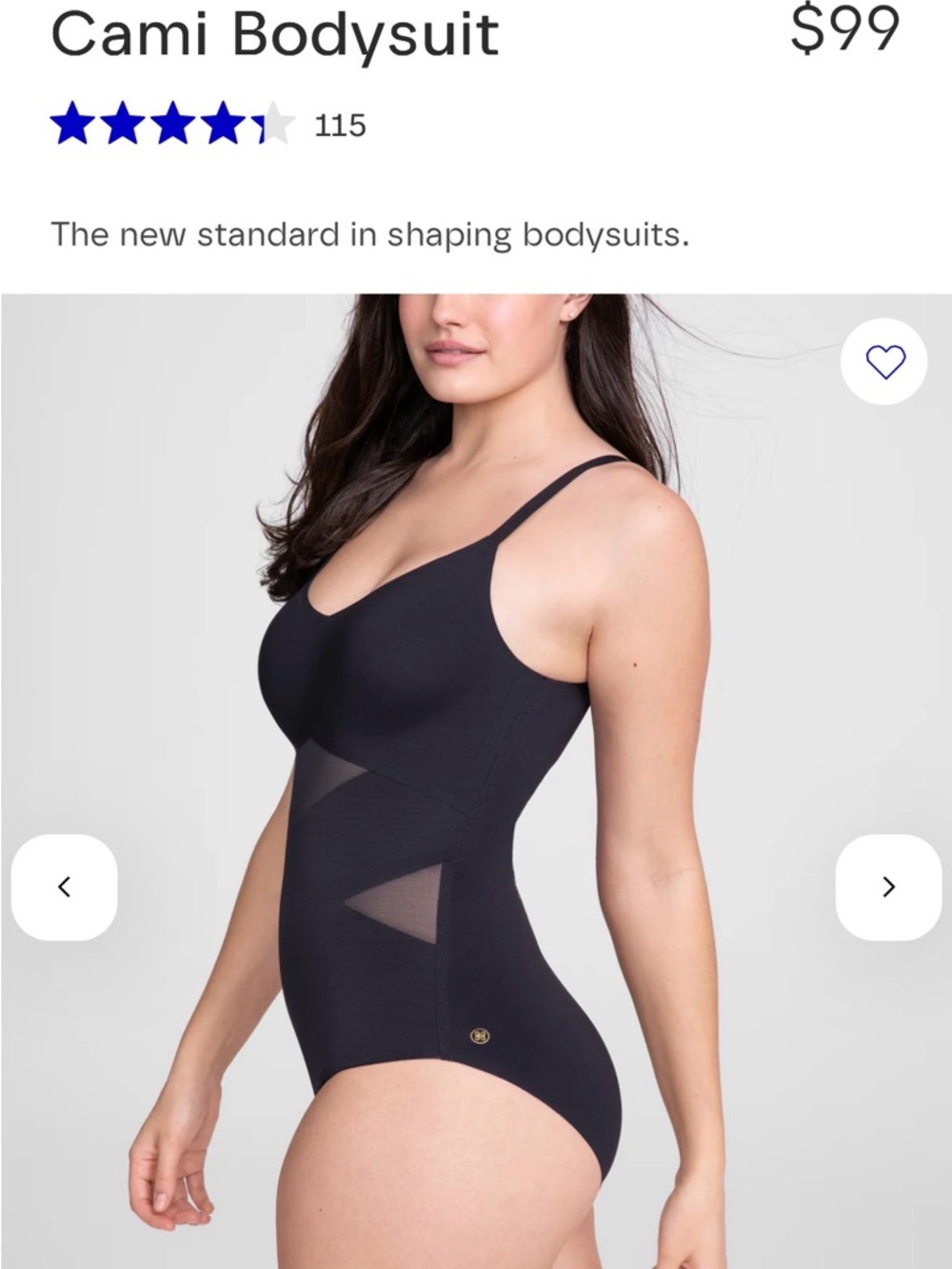 NWOT Honeylove Black Shaping Bodysuit with Mesh Insets